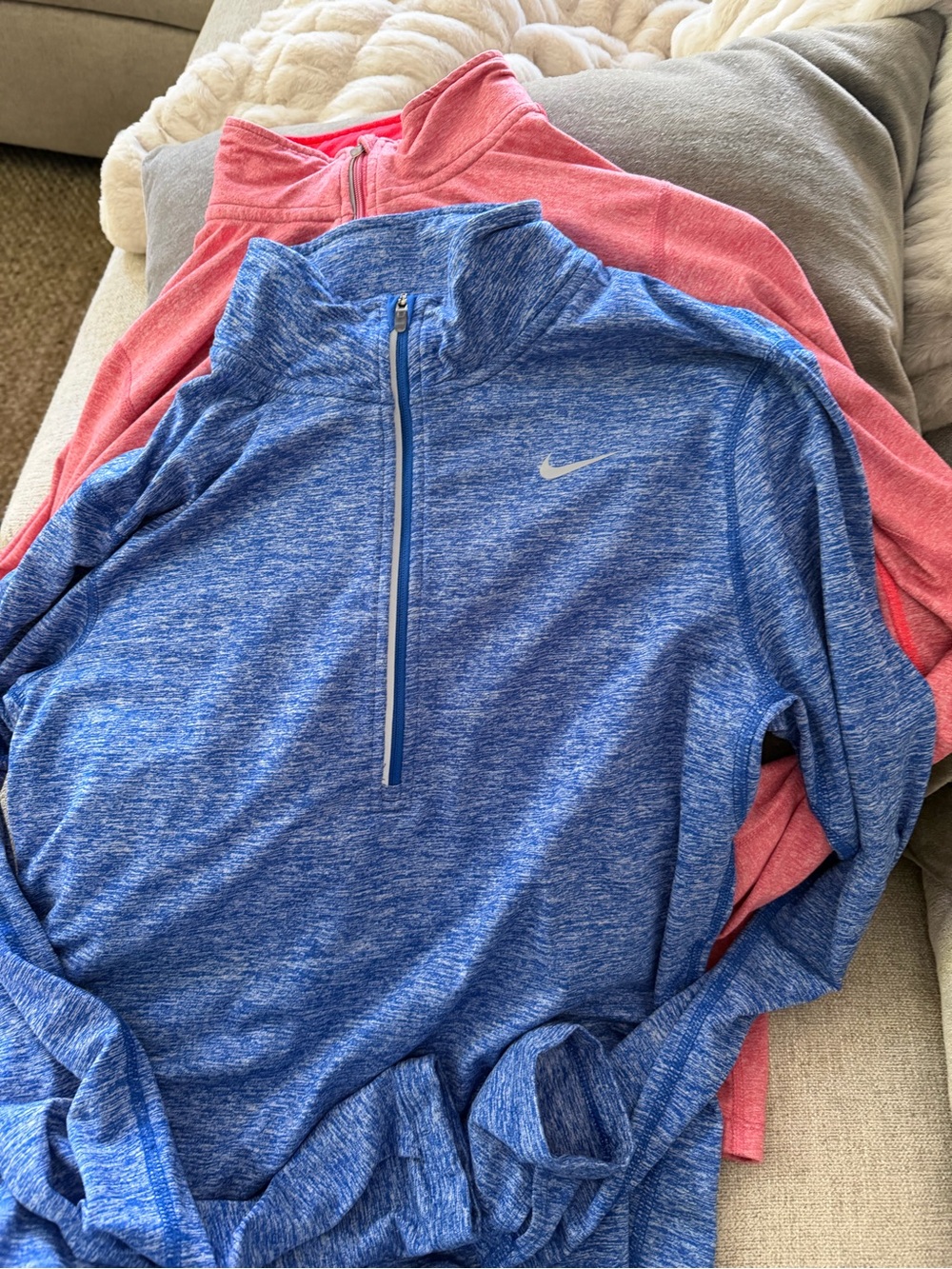 Nike Blue and Coral Half-Zip Athletic Pullover Duo